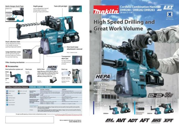 DRILL ROTARY HAMMER 980RPM 5000BM AVT 1-1/8"SDS+36V 2X6AH BL 2.3 - Image 5